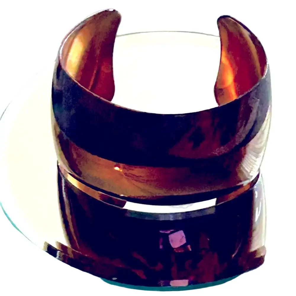 🍀 3 for $25 NWT Oversized Shiny Metal Amber Brown Cuff Bracelet